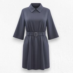 ba&sh Black Belted Utility Shirt Dress French Workwear Cotton Blend Size 1 Small